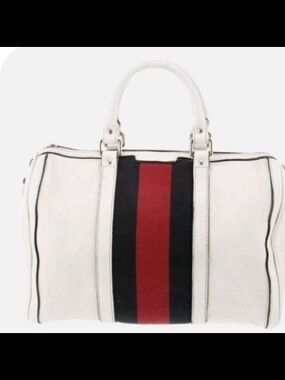 Gucci Boston Handbag with Red and Blue Center Stripe
